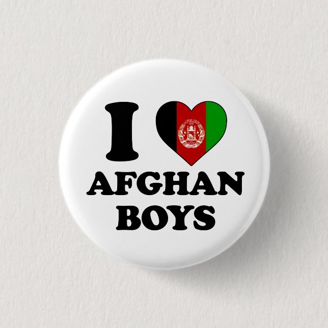Ich Liebe afghanische Jungen Button (Vorderseite)