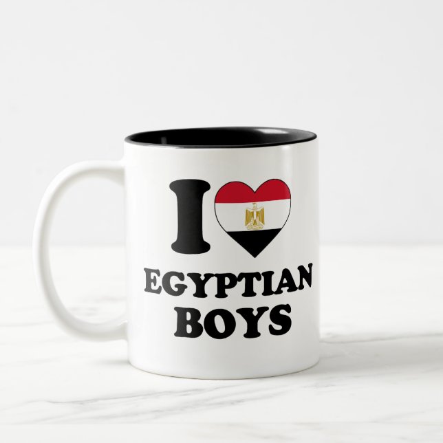 Ich Liebe ägyptische Jungen Zweifarbige Tasse (Links)