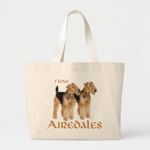 Ich liebe Airedales Jumbo Stoffbeutel