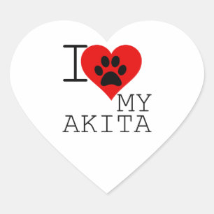 Ich liebe Akita Herz-Aufkleber