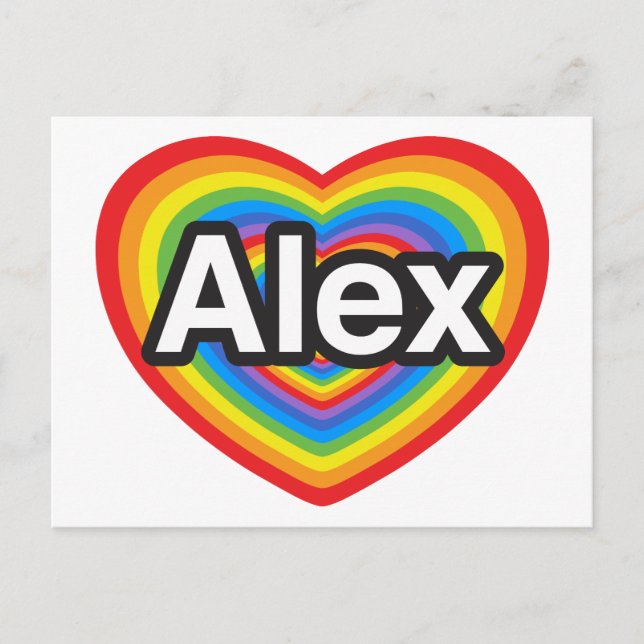 Ich Liebe Alex. Ich Liebe dich Alex. Herz Postkarte (Vorderseite)