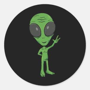 Ich liebe Alien-Asl-Handgeste Gehörloser Hörverlus Runder Aufkleber