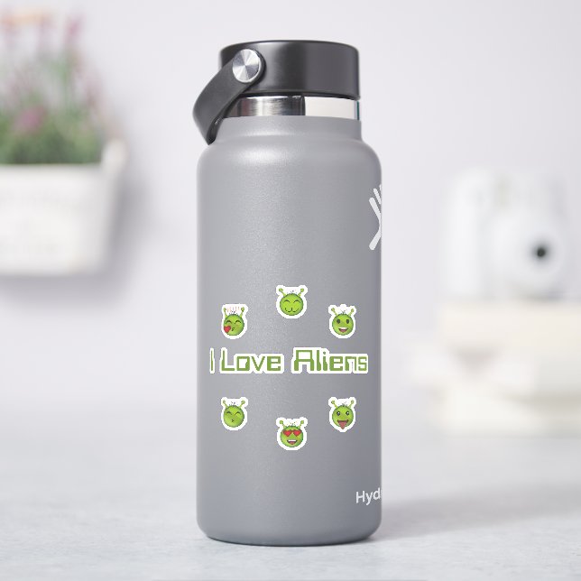 Ich liebe Aliens Aufkleber (HydroFlask)
