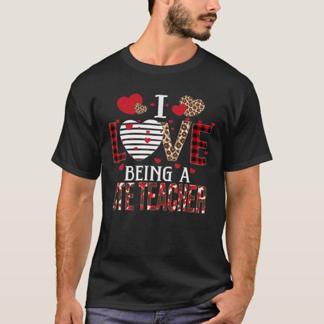 Ich Liebe als CTE-Lehrerin Kariert Hearts Valent T-Shirt (Vorderseite)