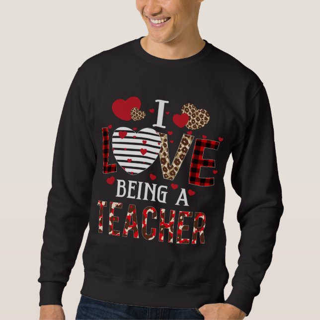 Ich Liebe als Lehrerin Karierte Herzkrankheiten Sweatshirt (Vorderseite)