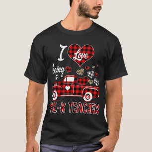 Ich Liebe als Vorschullehrer Red Truck Herzens Val T-Shirt