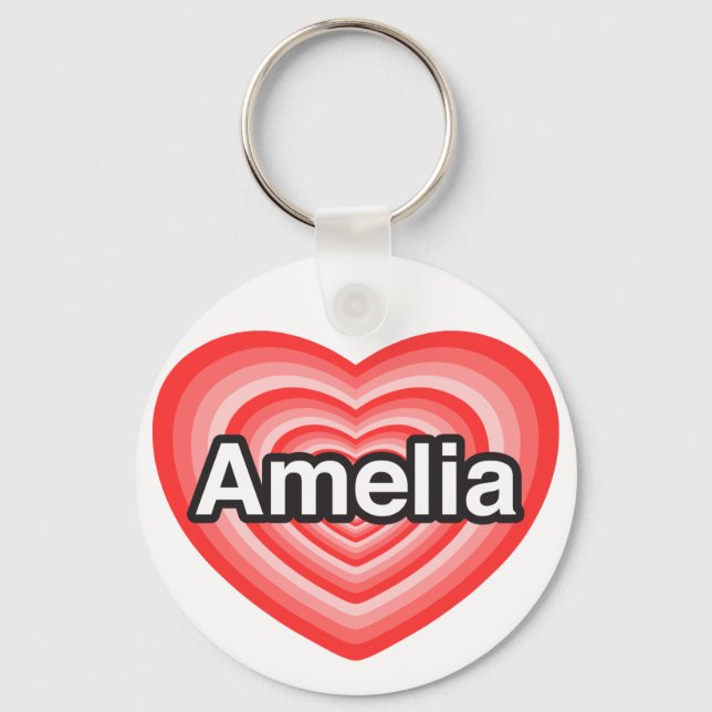 Ich Liebe Amelia. Ich Liebe dich Amelia. Herz Schlüsselanhänger (Vorderseite)