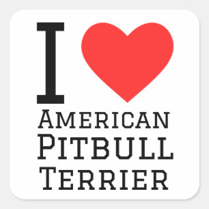Ich Liebe American Pillbulle Terrier Quadratischer Aufkleber