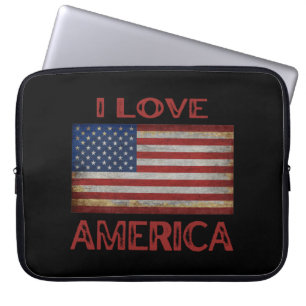 ICH LIEBE AMERIKA, AMERIKANISCHE FLAGGE LAPTOPSCHUTZHÜLLE