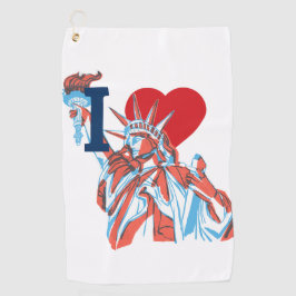 Ich liebe Amerika Statue of Liberty Fourth of July Golfhandtuch