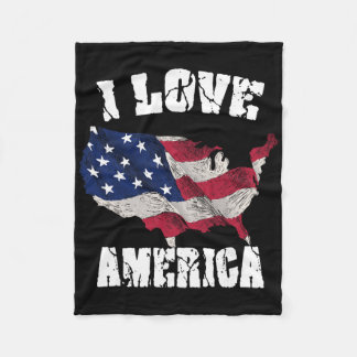 Ich liebe Amerika USA 4. Juli Geschenk  Fleecedecke