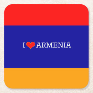 Ich liebe Armenien, Flagge Armeniens Rechteckiger Pappuntersetzer