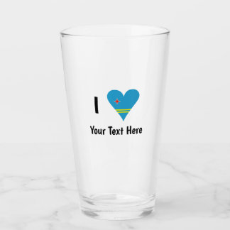 Ich liebe (Aruba-Herzflagge) Personalisiert Glas