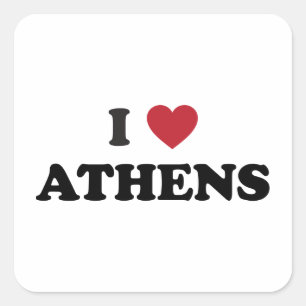 Ich liebe Athen Griechenland Quadratischer Aufkleber