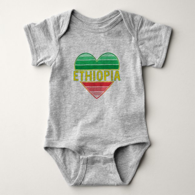 Ich Liebe Äthiopien, äthiopisches Herz Baby Strampler (Vorderseite)