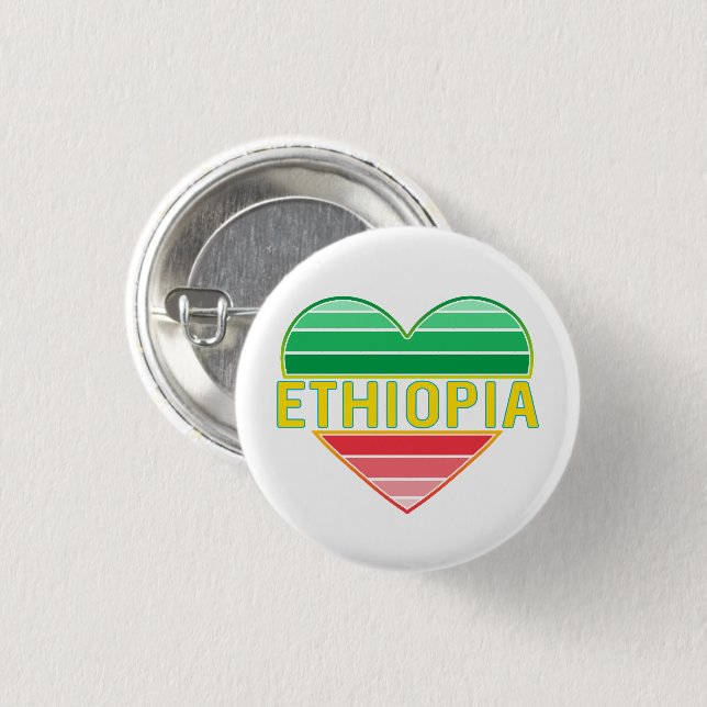 Ich Liebe Äthiopien, äthiopisches Herz Button (Vorne & Hinten)