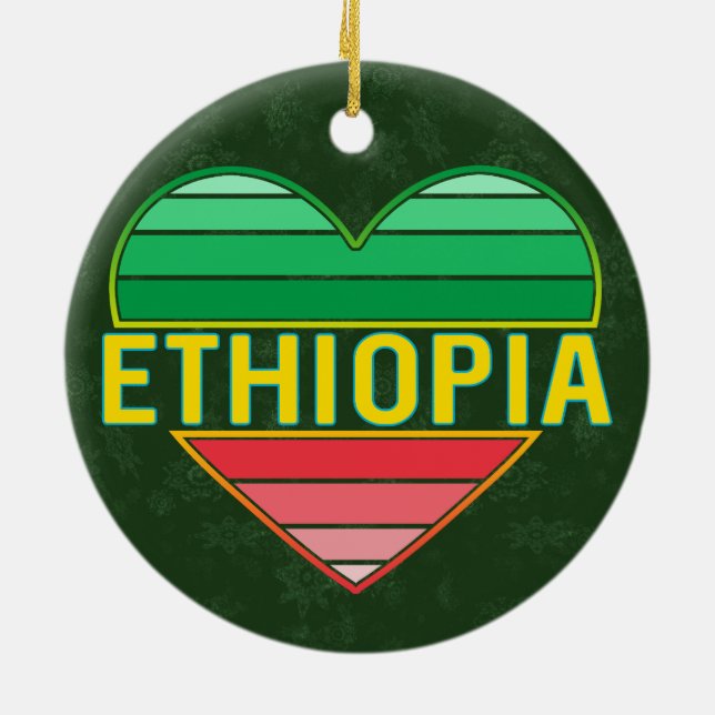 Ich Liebe Äthiopien, äthiopisches Herz Keramik Ornament (Hinten)