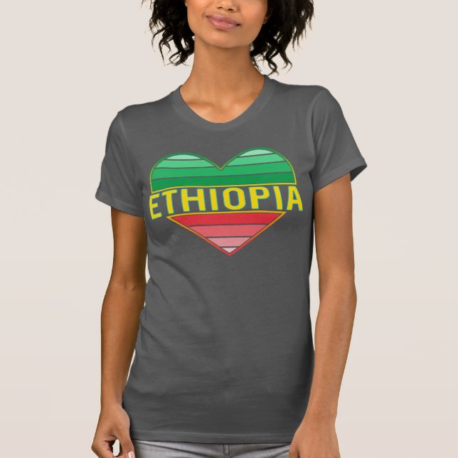 Ich Liebe Äthiopien, äthiopisches Herz T-Shirt (Vorderseite)