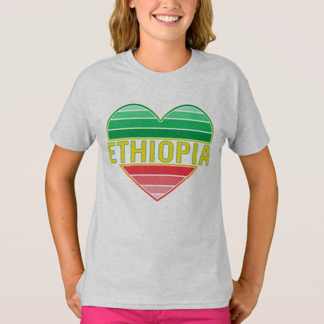 Ich Liebe Äthiopien, äthiopisches Herz T-Shirt (Vorderseite)