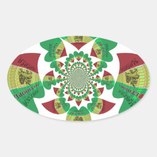 Ich liebe Äthiopien Kaleidoskop – Herzliche Rasta- Ovaler Aufkleber