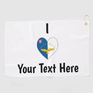 Ich liebe (Azoren-Flagge Herz) Personalisiert  Golfhandtuch