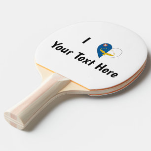 Ich liebe (Azoren-Flagge Herz) Personalisiert  Tischtennis Schläger