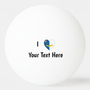 Ich Liebe (Azorische Flagge Herz) Personalisiert  Tischtennisball