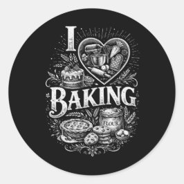 Ich liebe Backen Runder Aufkleber