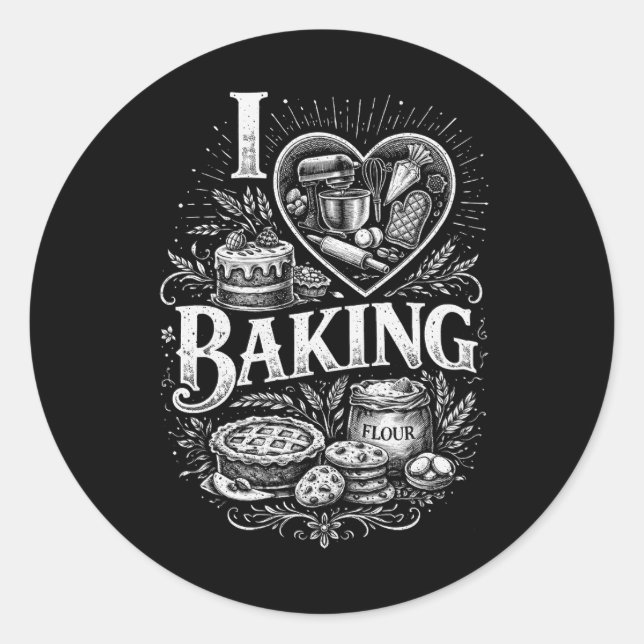 Ich liebe Backen Runder Aufkleber (Vorderseite)