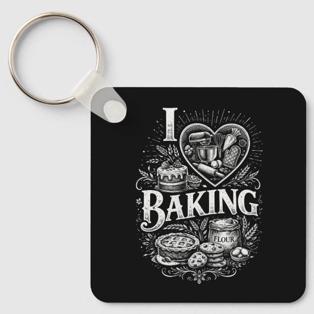 Ich liebe Backen Schlüsselanhänger (Vorderseite)