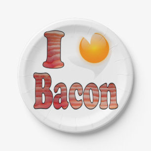 Ich liebe Bacon-Papierteller Pappteller
