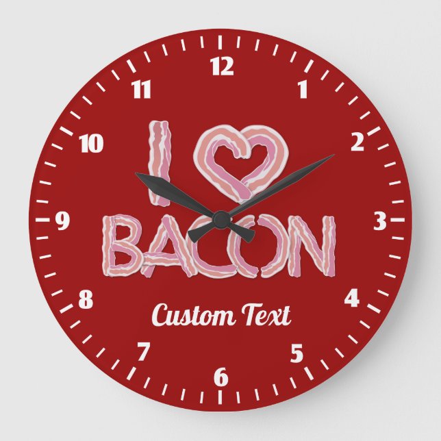 Ich liebe Bacon-Rund-Uhr Große Wanduhr (Vorderseite)
