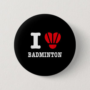 Ich liebe Badminton T-Shirt – Lustige Shuttle-Herz Button