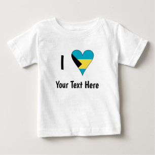 Ich liebe (Bahamas-Flagge Herz) Personalisiert Baby T-shirt