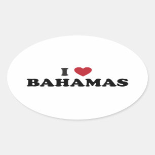 Ich liebe Bahamas Ovaler Aufkleber