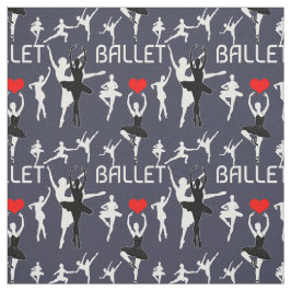 Ich Liebe Ballettmuster. White Ballet Tänzer Stoff