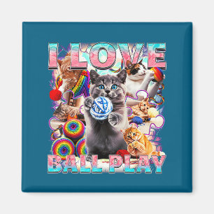 Ich liebe Ballspiel süße Katzen Rolle aus Wolle Ki Magnet
