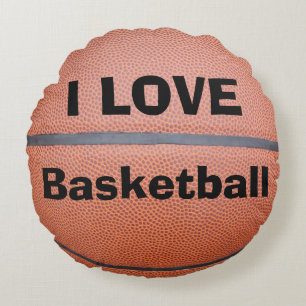 Ich liebe Basketball Personalisierter Name Rundkis Rundes Kissen