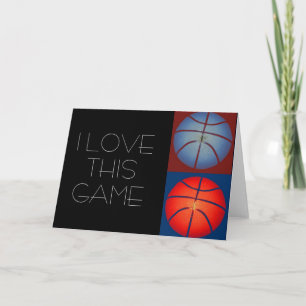 Ich liebe Basketball Pop Art Grafik Grußkarte Karte