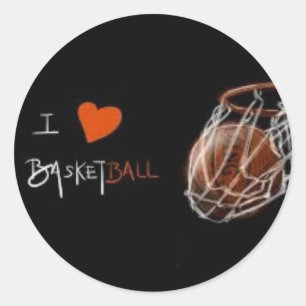 Ich Liebe Basketballaufkleber Runder Aufkleber