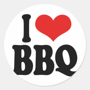 Ich liebe BBQ Runder Aufkleber