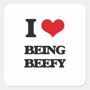 Ich Liebe, beeftig zu sein Quadratischer Aufkleber