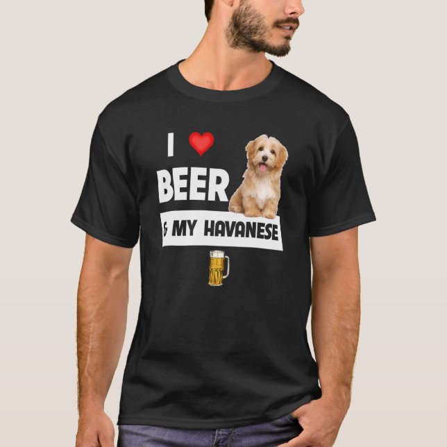 Ich Liebe Beer und mein Havanna Mama Vater Havapoo T-Shirt (Vorderseite)