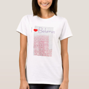Ich liebe Belarus Nationales Volkstrachtenmuster T T-Shirt