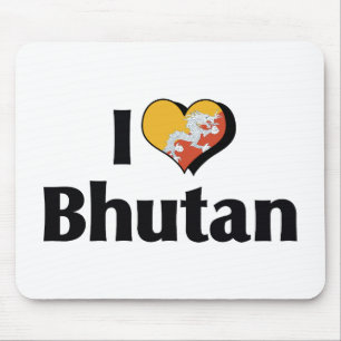 Ich liebe Bhutan-Flagge Mousepad