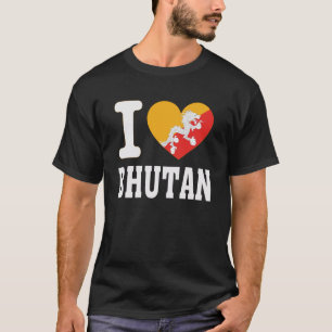 Ich liebe Bhutan Herz Souvenir Liebhaber Stolz Rei T-Shirt