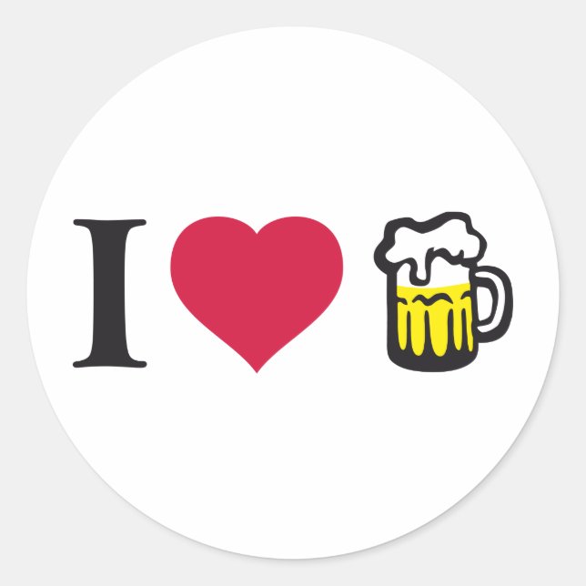 Ich liebe Bier 2c Runder Aufkleber (Vorderseite)