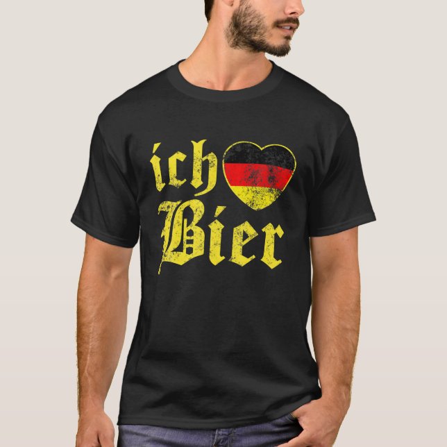 Ich Liebe Bier Funny German Ber Germany Flag Okto T-Shirt (Vorderseite)