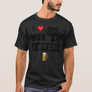 Ich liebe Bier und meine Katze Mama Papa Trinkende T-Shirt