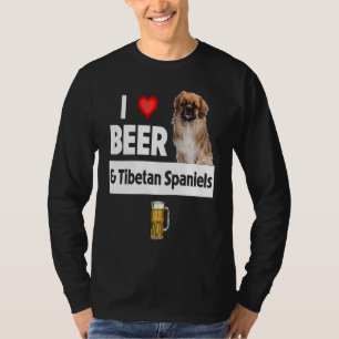 Ich liebe Bier und Tibetan Spaniels Hund Mama Papa T-Shirt
